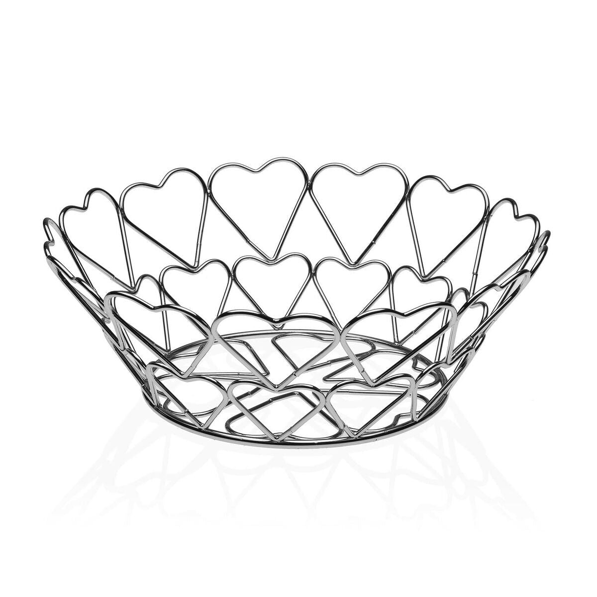 Versa portafrutta cuori metallo acciaio (26 x 10 x 26 cm)