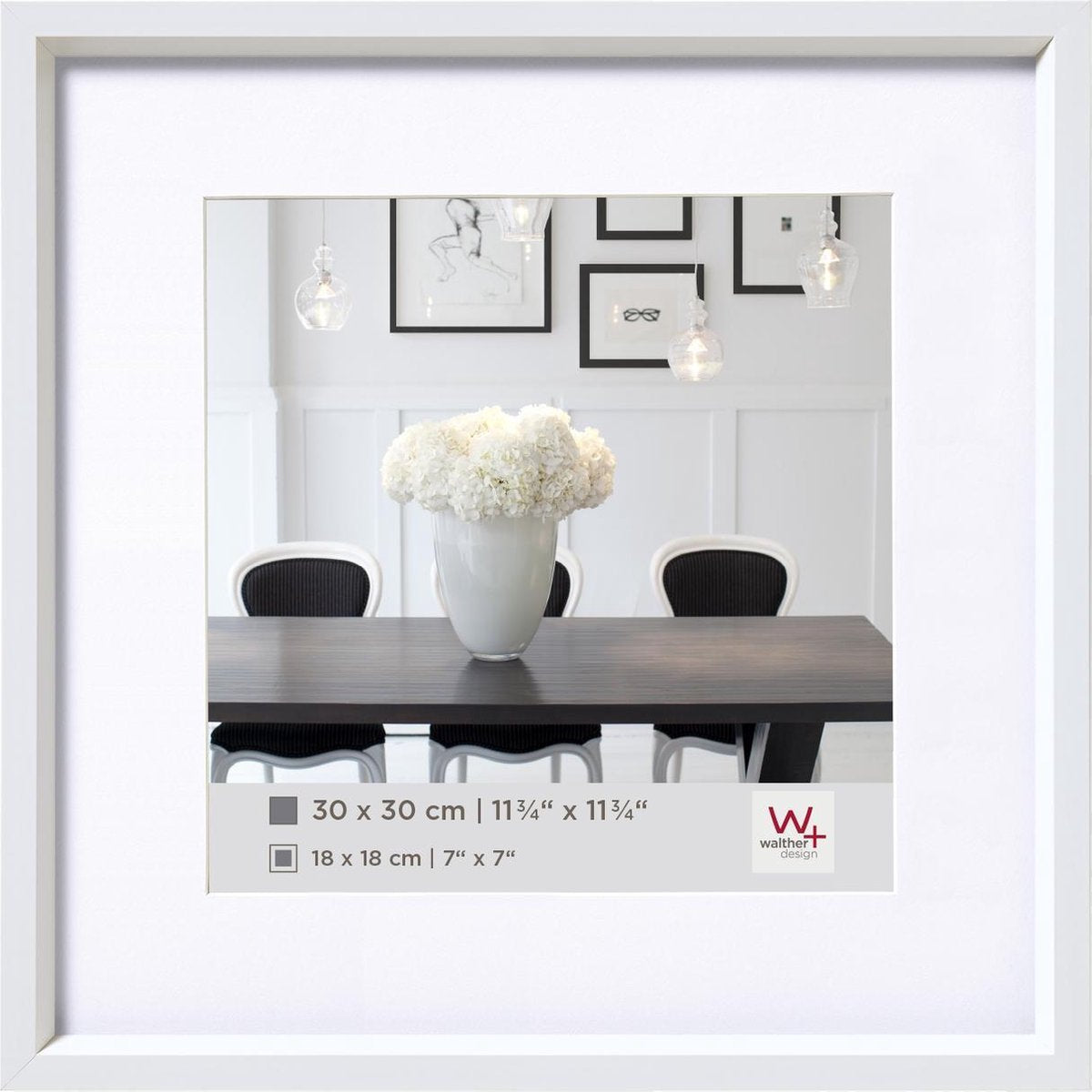 Walther estilo acero - marco de plástico - tamaño de foto 30x30 cm - blanco