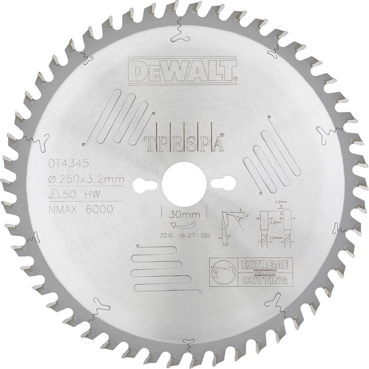 Lama per sega circolare Dewalt per hpl | estremo | ø 250mm foro asse 30mm 50t - dt4345-qz