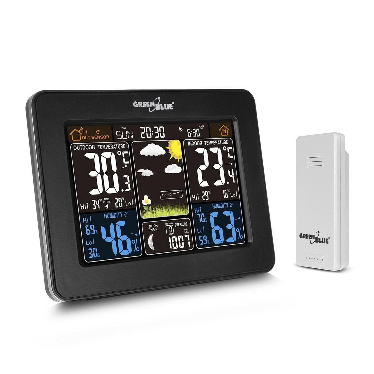 Greenblue weerstation dcf maanfase dcf alarm kleurenscherm gb523