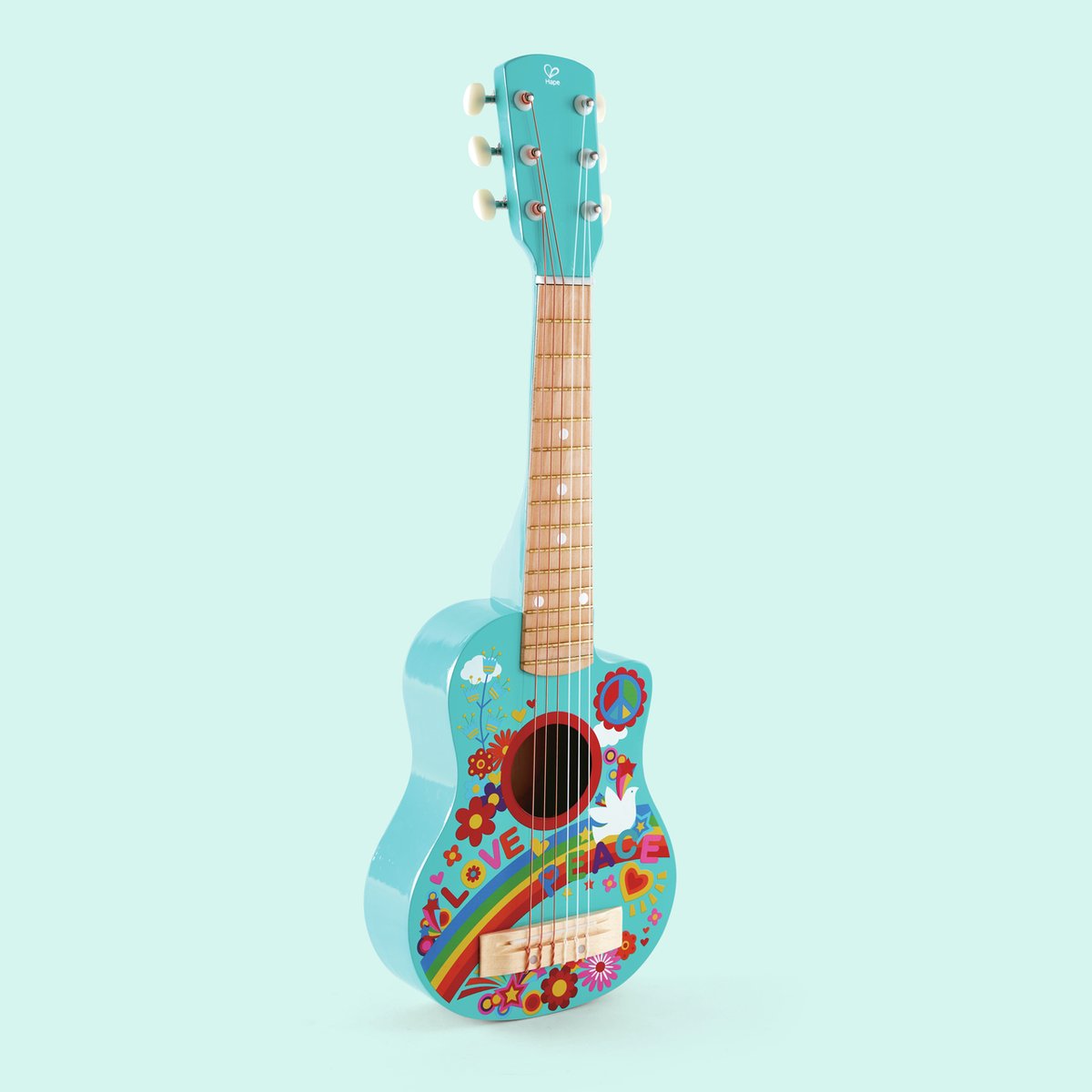 Chitarra Hape Flower Power - chitarra per bambini in legno con corde in nylon, 3 anni+