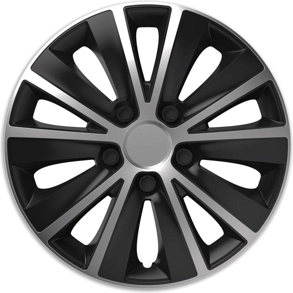Versaco rapide wieldoppen - zilver zwart - 16 inch - 4 stuks