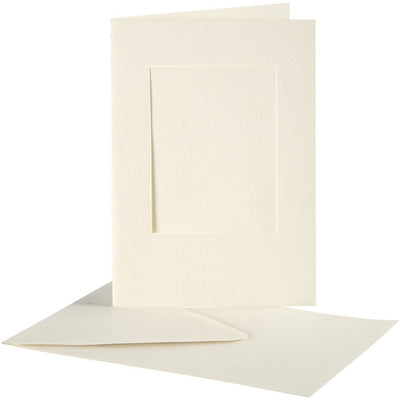 Biglietti passepartout aziendali Creativ, rettangolo, formato biglietto 10,5x15 cm, formato busta 11,5x16,5 cm, bianco sporco, 10 set 1 scatola