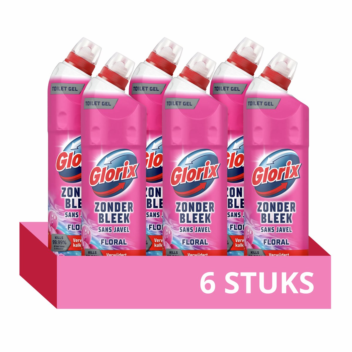 Detergente per WC Glorix - senza candeggina - floreale magnolia - 6 flaconi x 750 ml - confezione risparmio