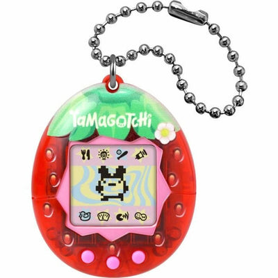 Bandai – tamagotchi original – fresh strawberry – interactive animal with LCD screen in French, 3 buttons and mini games – gift idea virtual animal game – strawberry pattern – children's toy 8 years and older – 42998