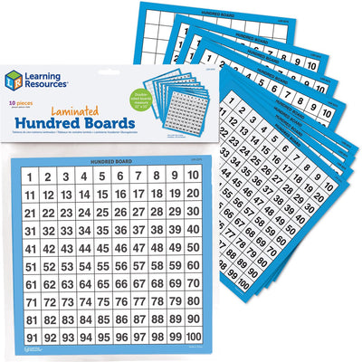Learning resources educatief speelgoed - gelamineerde honderdplanken set van 10. - 3+
