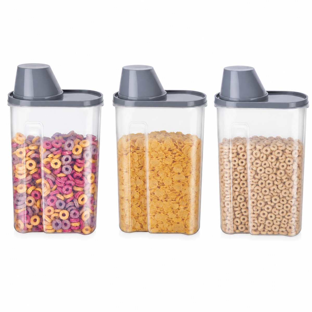 Scatola portaoggetti Alpina con coperchio 2,4 litri - scatola portaoggetti con beccuccio e misurino - per cereali, pasta, riso e muesli