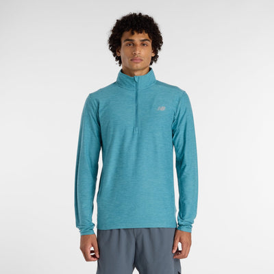 Jersey deportivo New Balance Space Dye 1 4 Zip para hombre - big teal heather