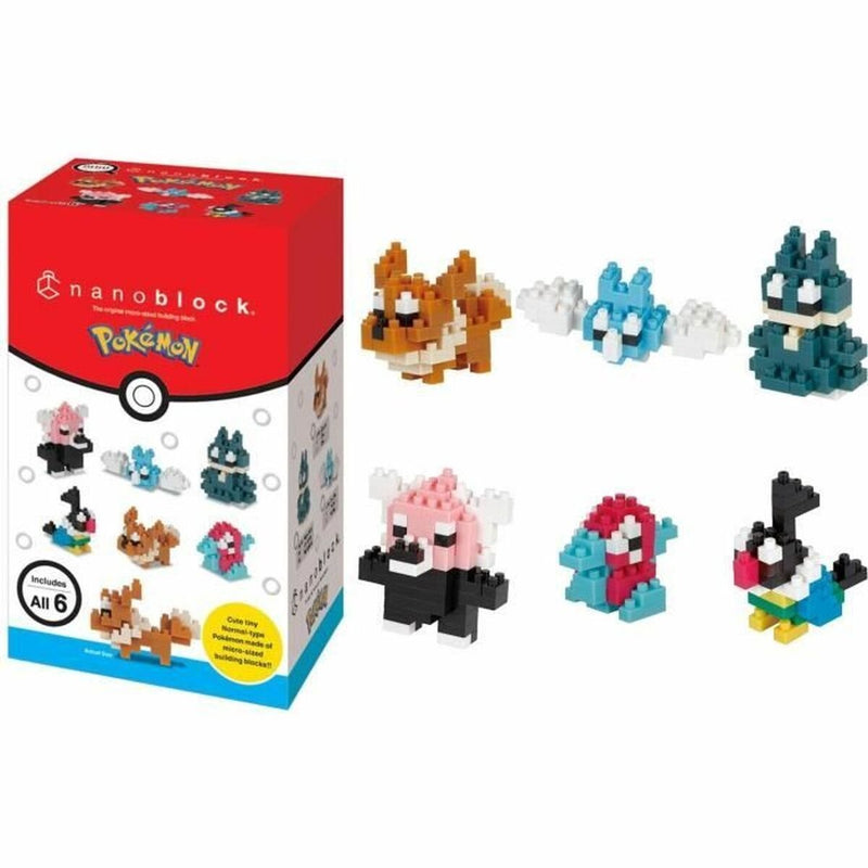 Bandai - nanoblock - pack de minifiguras de pokémon normales - caja de 6 figuras de pokémon para construir con ladrillos - set de construcción de maquetas - juguetes para niños mayores de 12 años adolescentes adultos - nbpm14b