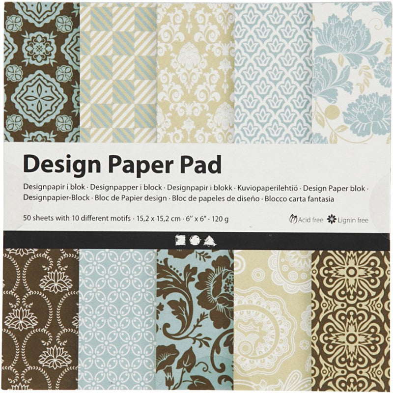 Creative Company Design Paper Block Block Blue Brown, 50 fogli