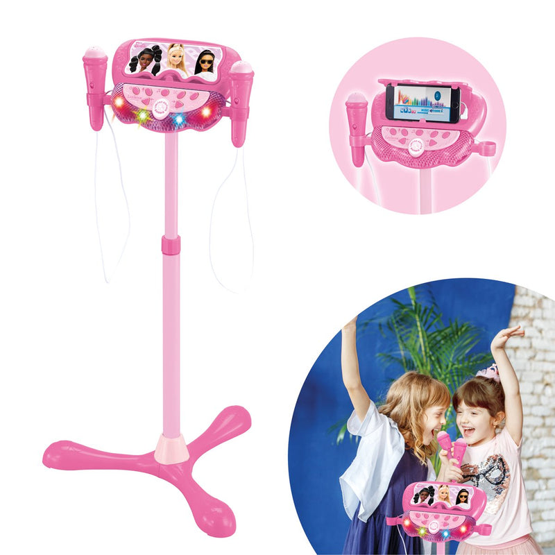 Lexibook barbie soporte ajustable con 2 micrófonos con efectos de voz, iluminación, altavoz, Bluetooth