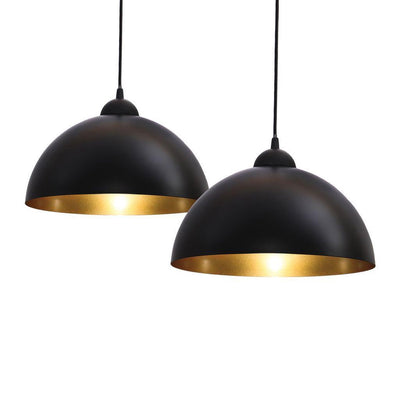 B.k.licht - set of 2 hanging lamps - bedroom - dining room - black golden - 2 pieces - E27 fitting