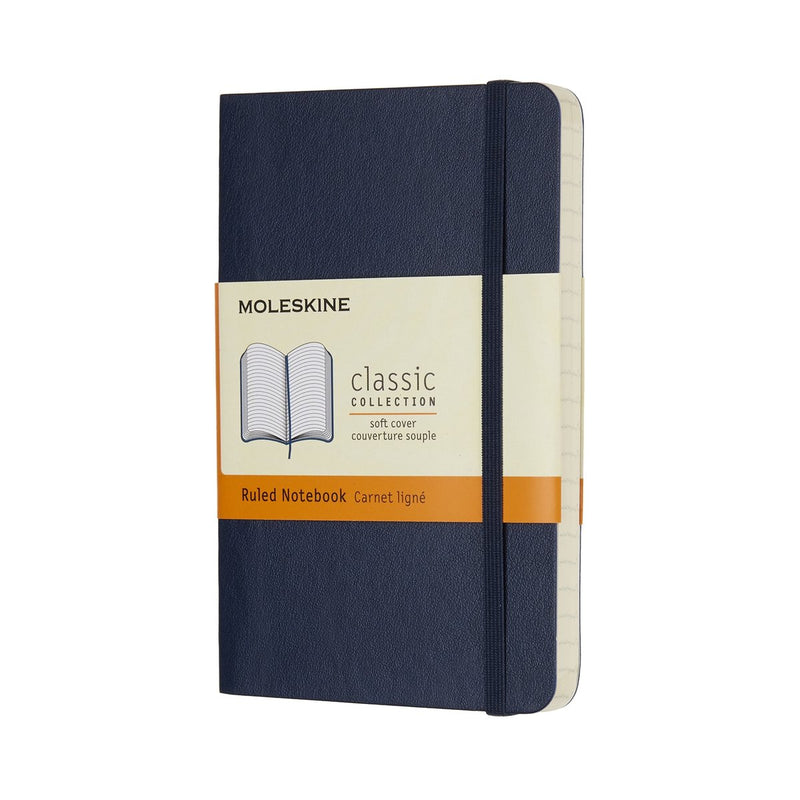 Taccuino classico Moleskine - tascabile - copertina morbida - a righe - blu zaffiro