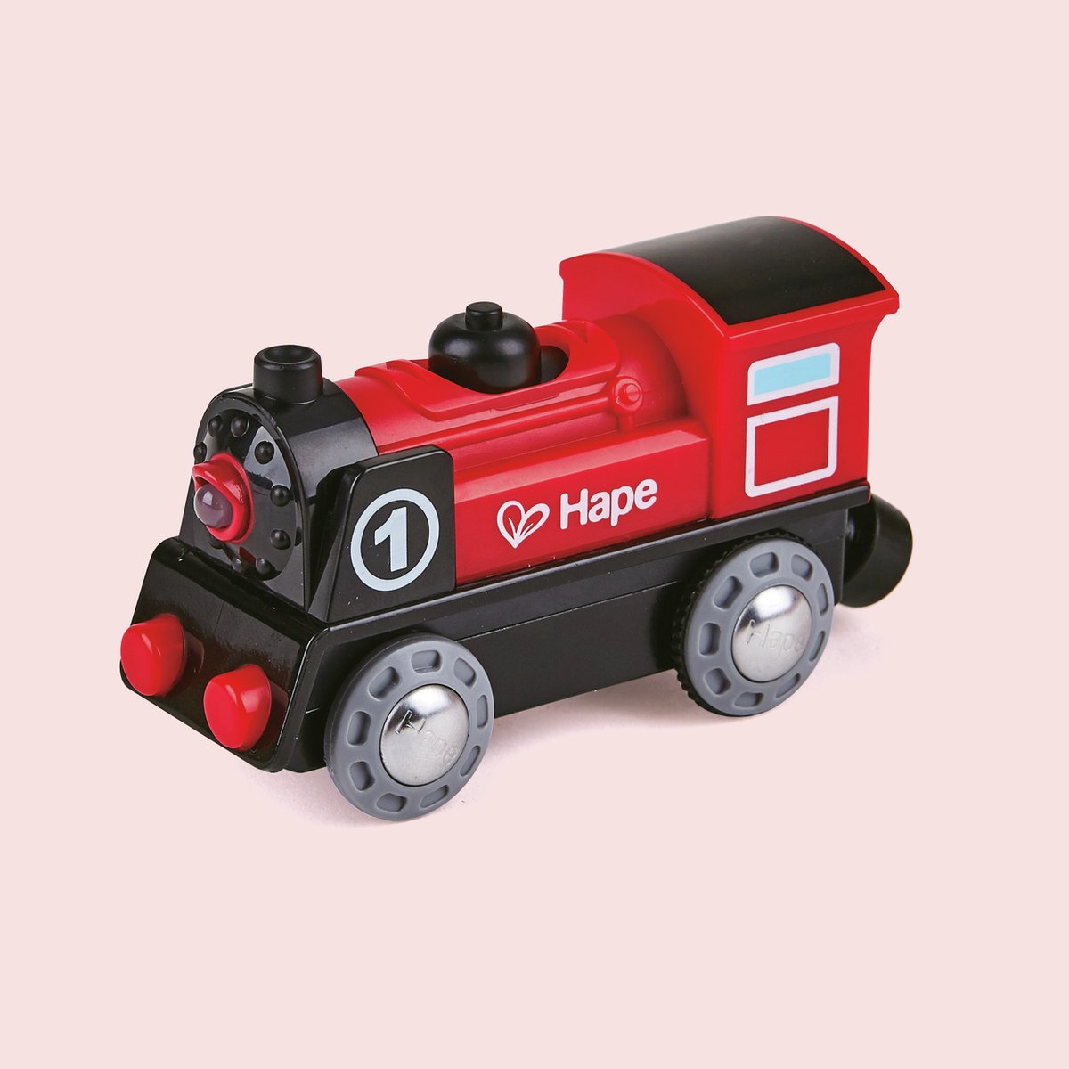 Locomotora a batería Hape núm. 1 - tren de juguete con iluminación e imán, a partir de 3 años