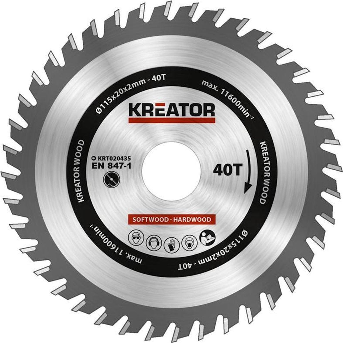 Kreator krt020435 lama per sega legno - ø115 mm - 40 t