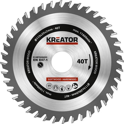 Kreator krt020435 lama per sega legno - ø115 mm - 40 t