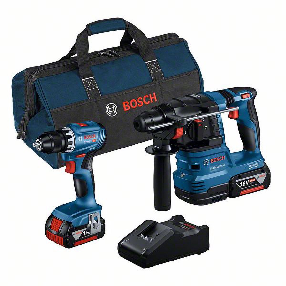Set combinato batterie Bosch professional - set combinato utensili gsr 18v-45 + gbh 18v-22 18v 4.0ah in borsa - 0615a50038