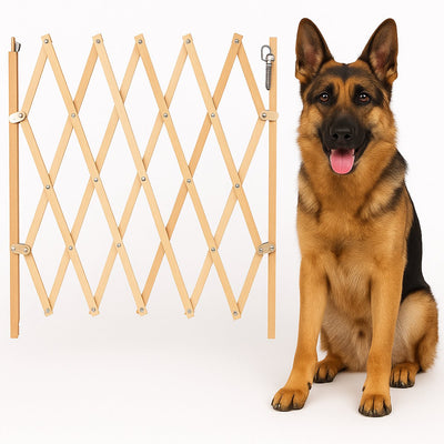 Valla de seguridad Flamingo Monti - beige - ajustable de 60-107 cm de ancho x 72,5-83 cm de alto - puerta de cierre seguro para mascotas