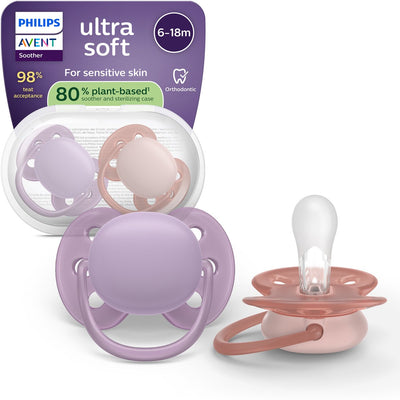 Philips avent ultra soft – ciuccio in silicone super soft (6-18 mesi) – per pelli sensibili – 2 pezzi – scf091 43