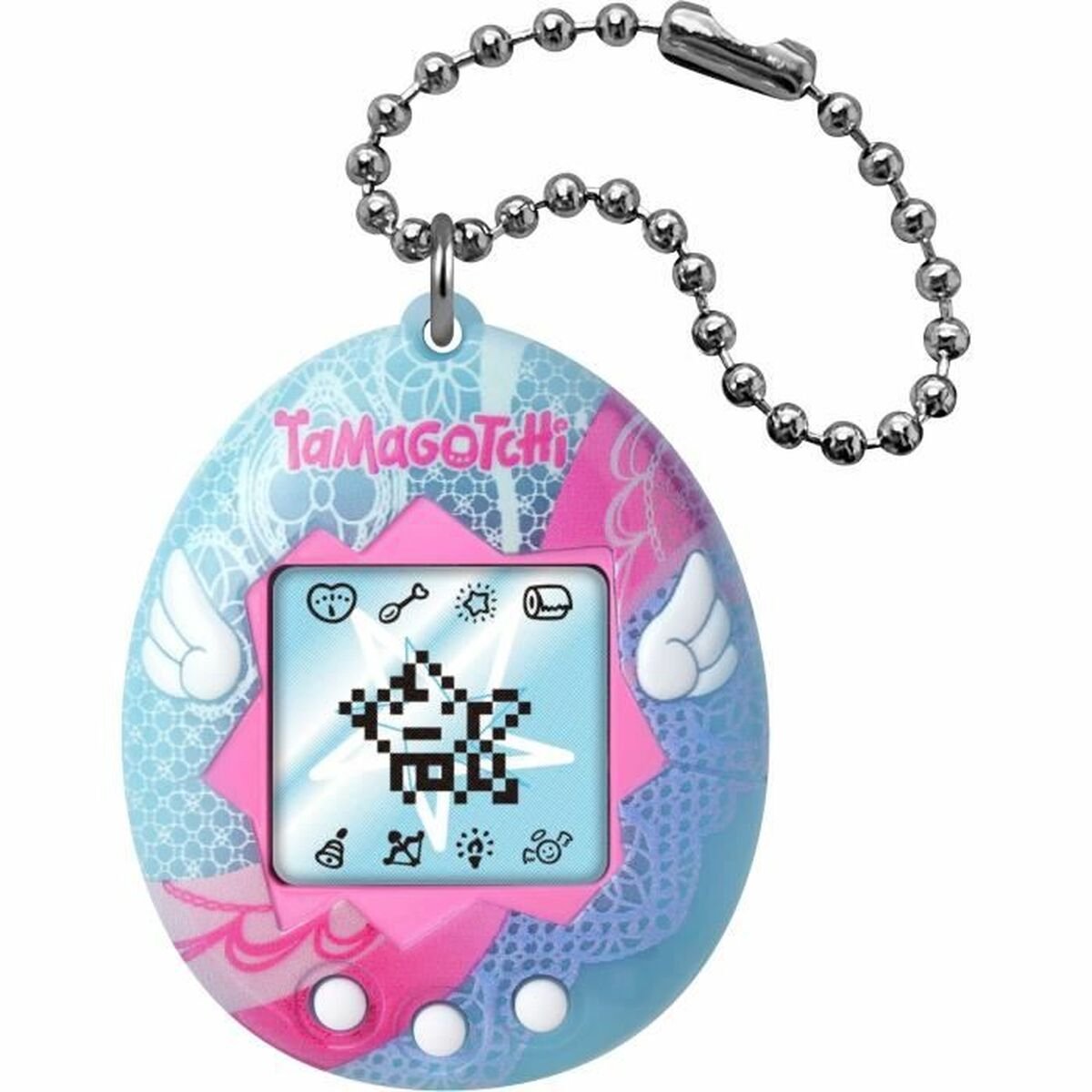 Bandai – Tamagotchi Original – Angel Lace – Mascota Digital Interactiva con Pantalla LCD en Francés, 3 Botones