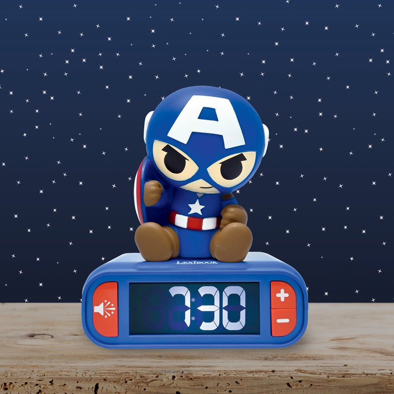 Lexibook captain america night light alarm clock with sounds