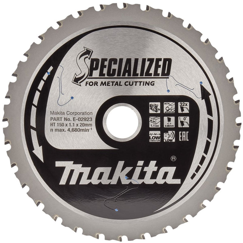 Accesorios makita hoja de sierra circular acero especializado 150x20x1.1 32t 0g - e-02939