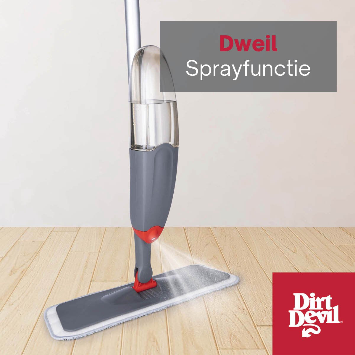 Dirt Devil Mop con funzione spray - Mop rotante a 360° - incl. panno per scopa - bottiglia ricaricabile da 640 ml - per uso asciutto e bagnato - plastica - grigio