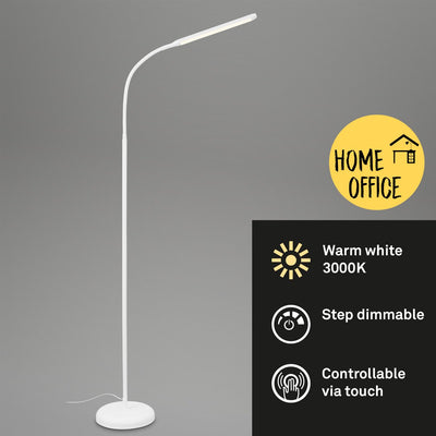 Briloner pivaz - lampada da terra dimmerabile - lampada da terra per soggiorno - con touch - bianco - h: 126,5 cm