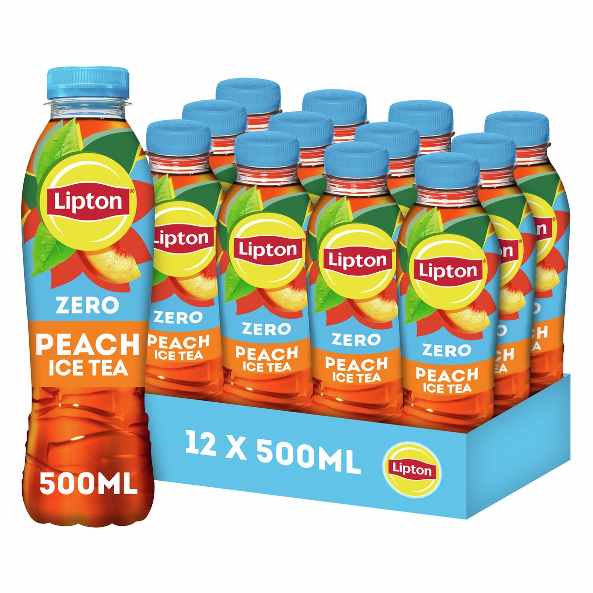 Lipton ice tea peach fles - zero sugar - zonder suiker - 12 x 500ml - voordeelverpakking