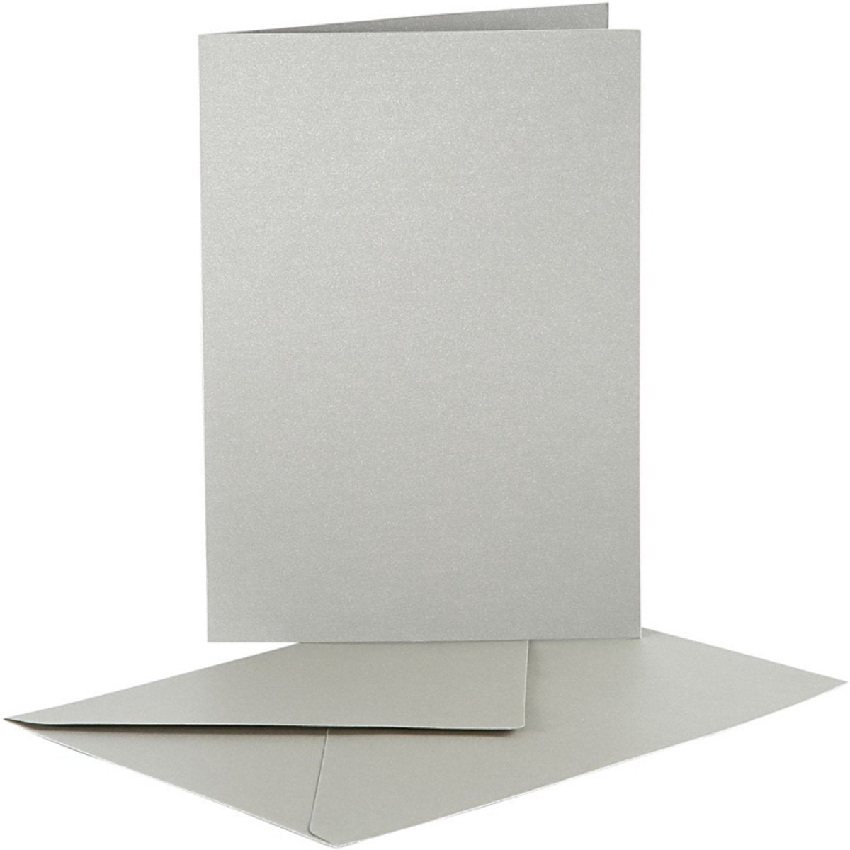 Creativ company tarjetas y sobres de nácar, tamaño tarjeta 10,5x15 cm, tamaño sobre 11,5x16,5 cm, plateado, 10 juegos 1 caja