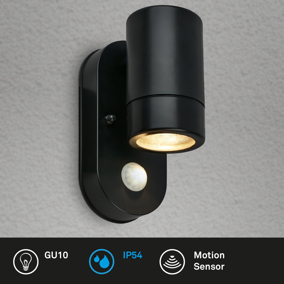 Briloner - LED wall lamp - 3789015 - motion detector - IP54 - exchangeable lamp - 30-second light duration - 15 x 7 x 9.5 cm - black