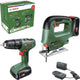 Bosch accuboormachine met klopfunctie + decoupeerzaag toolkit 18v (2 accu’s)