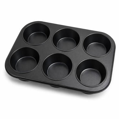 Kozie muffinvorm voor 6 muffins – pfas-vrij – anti-aanbak bakvorm – cupcakevorm – metaal – antraciet