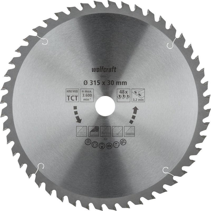 Wolfcraft - lama per sega circolare da tavolo 315x30mm - 48 denti - lama per sega da tavolo - 315x30 - 6684000