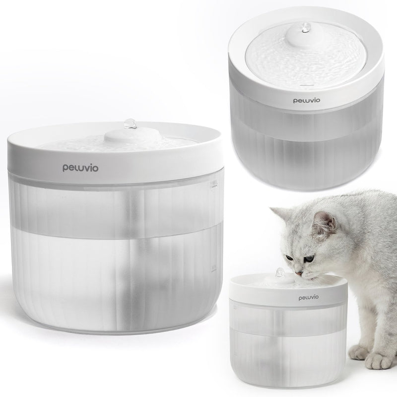 Fontanella per laghetto Peluvio per cani e gatti 2,5 l - fontanella automatica con filtro, doppia filtrazione con carboni attivi 60 giorni, USB, spegnimento automatico, serbatoio trasparente