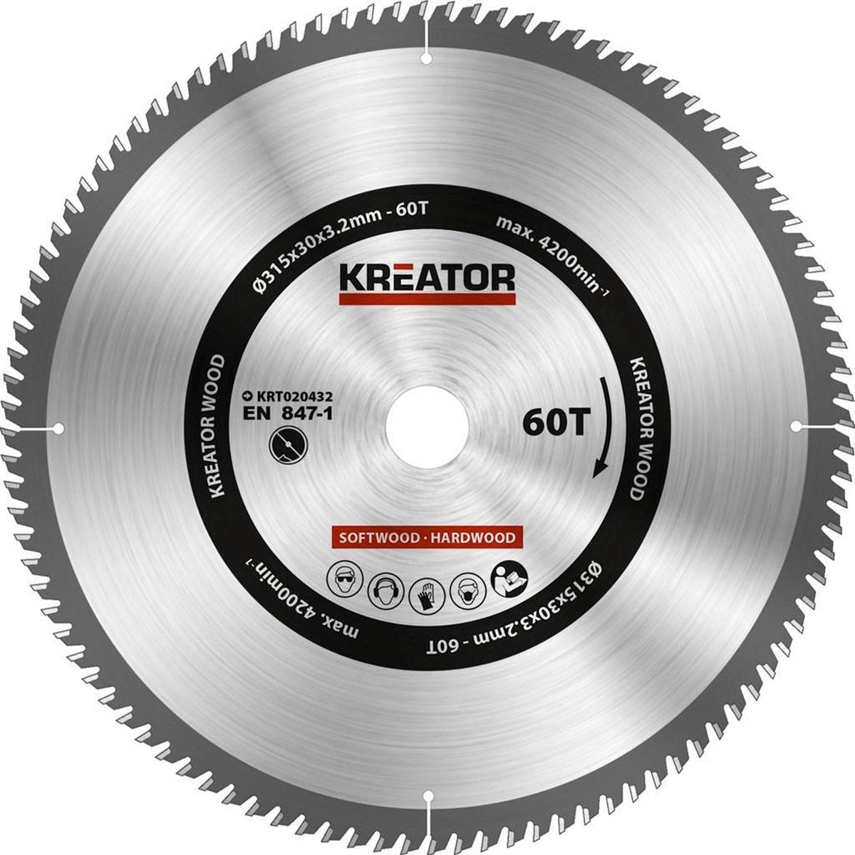 Kreator krt020432 zaagblad hout - 315mm60t