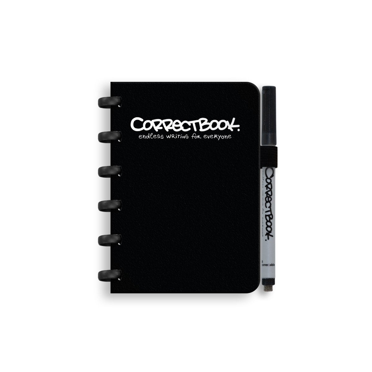 Cuaderno borrable Correctbook a6 - cuaderno reutilizable - tinta negra negra - en blanco - incluye toallita para bolígrafo - se puede complementar con páginas adicionales