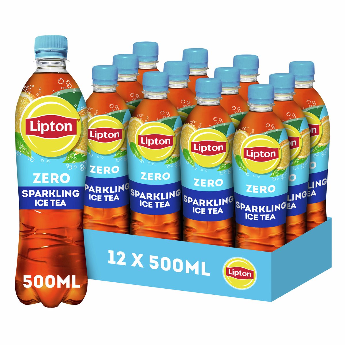 Lipton ice tea sparkling fles - zero sugar - zonder suiker - 12 x 500 ml - voordeelverpakking