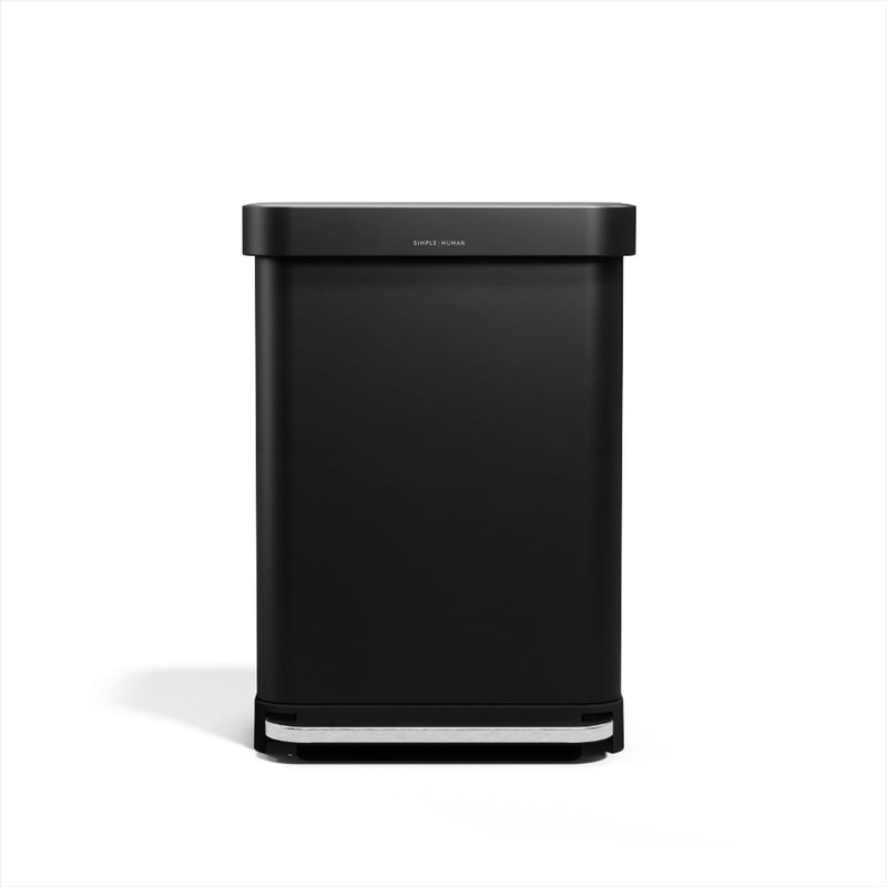 Pattumiera a pedale rettangolare Simplehuman - 55 l - con portasacco - acciaio inossidabile nero opaco