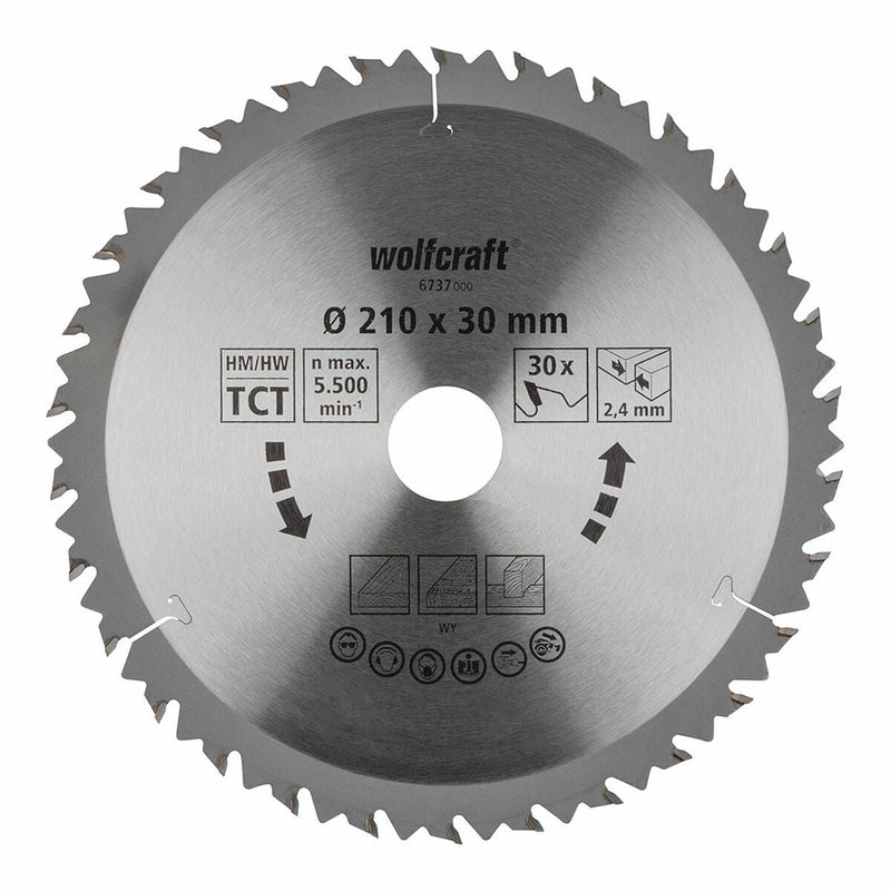 Wolfcraft - hoja de sierra circular 210x30mm - 30 dientes - para sierra circular - hm, serie marrón - 6737000