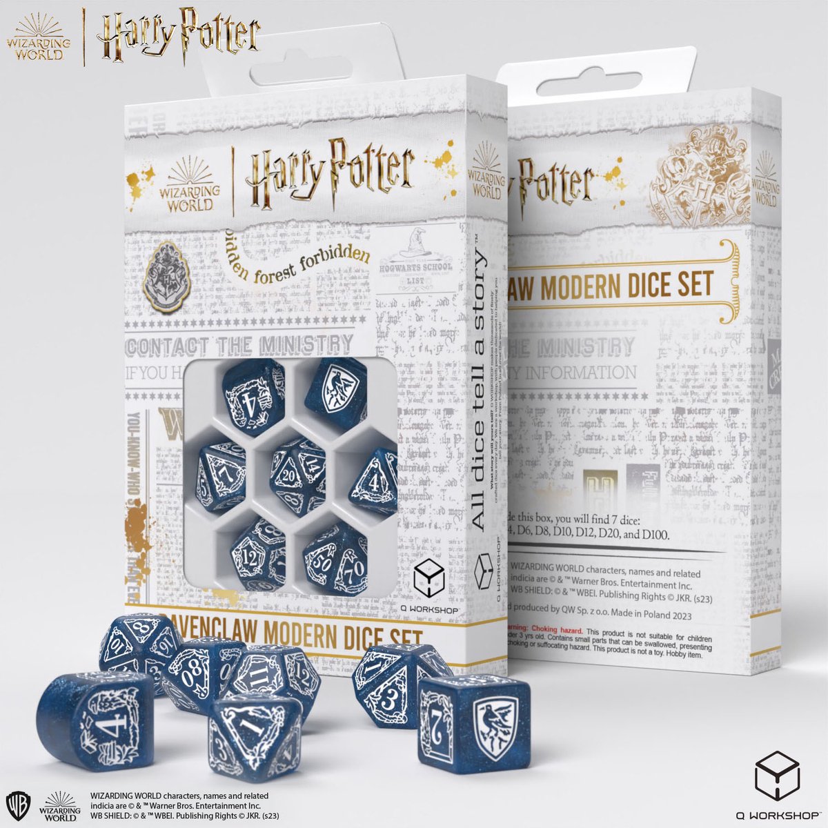 Q-workshop harry potter: ravenclaw modern dice set blue (7st) - accessoires