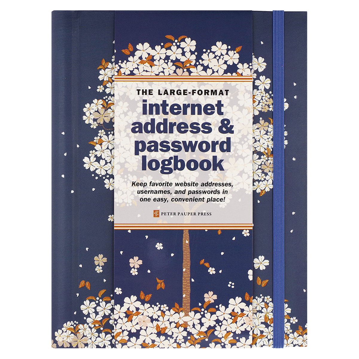 Comellopeter pauper peter pauper internet password logbook - falling blossoms - met elastieksluiting - large 16x21 cm