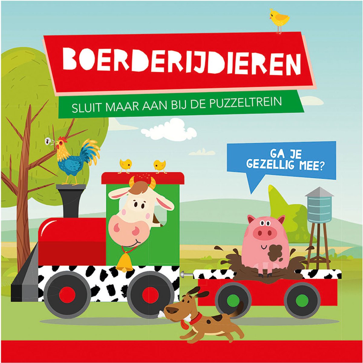 Lantern Publishers Libro y Puzzle Train Farm Dieren
