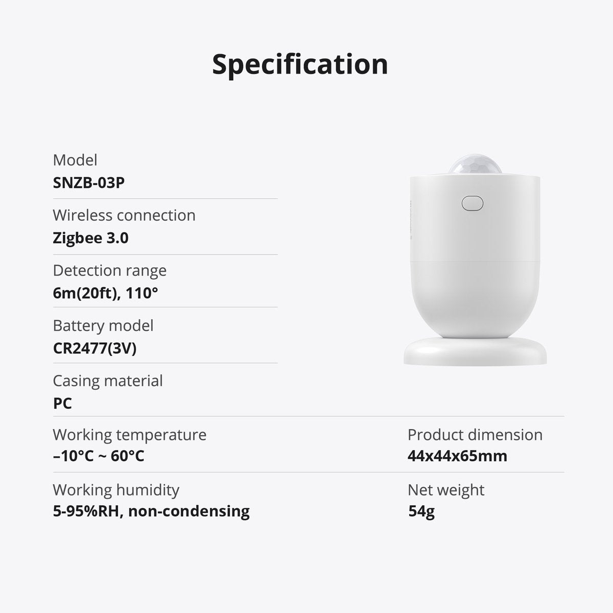 Sensore di movimento Sonoff zigbee snzb-03p per la sicurezza domestica e l'automazione