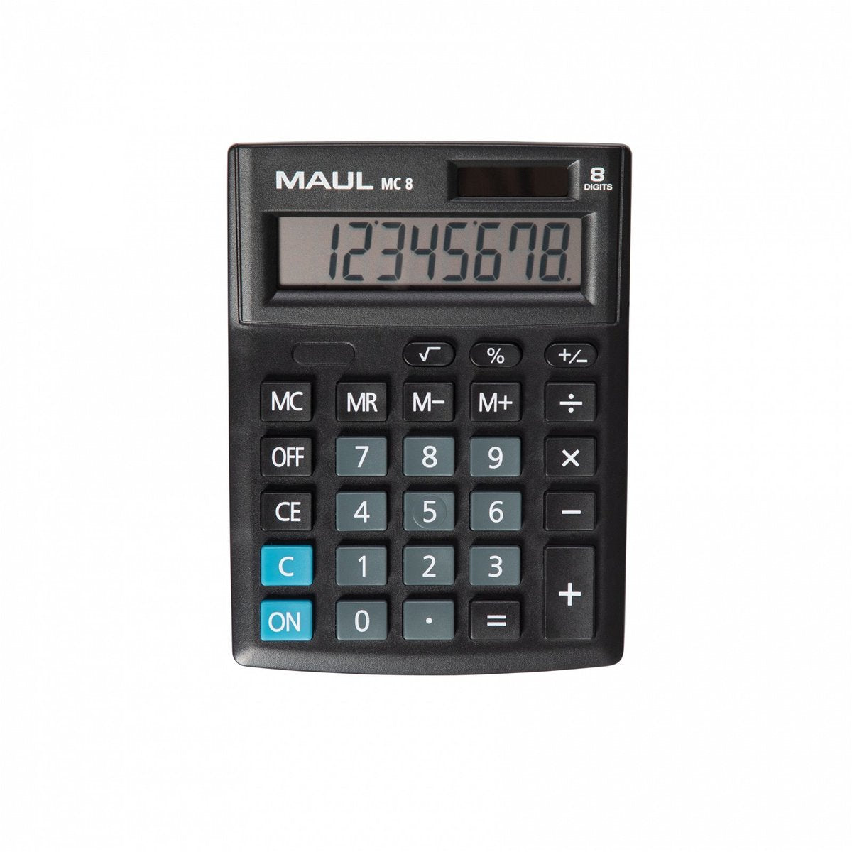 Maul mc 8 bureaurekenmachine werkt op batterijen, werkt op zonne-energie zwart aantal displayposities: 8
