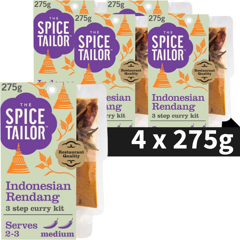 The Spice Tailor indonesion rendang - paquete de comida con especias indonesias - paquete económico - 5 x 275 gramos