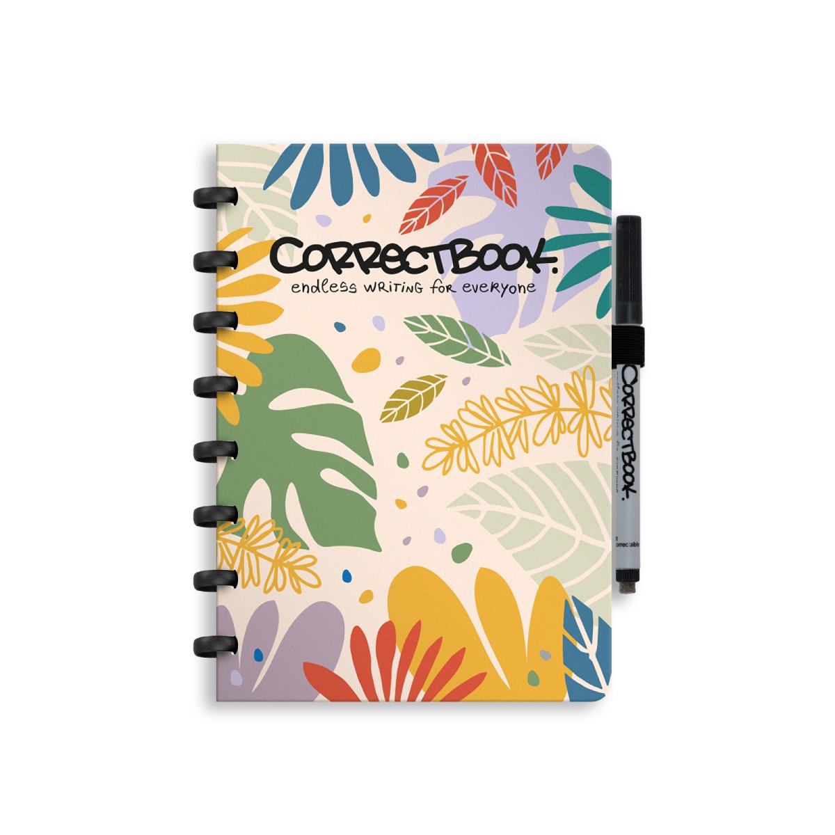 Quaderno cancellabile Correctbook A5 – quaderno riutilizzabile – bellezza botanica – a righe – inclusa salvietta per penna – può essere integrato con pagine extra