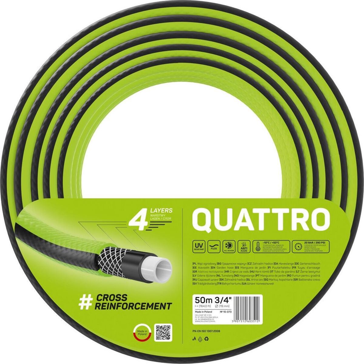 Manguera de jardín Cellfast quattro 3 4 - 50m 4 capas cruces trenzadas