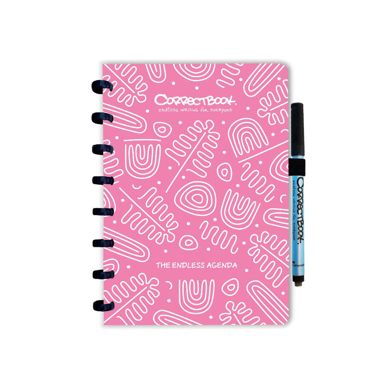 Correctbook agenda infinita a5, borrable reutilizable, flor rosa (rosa)
