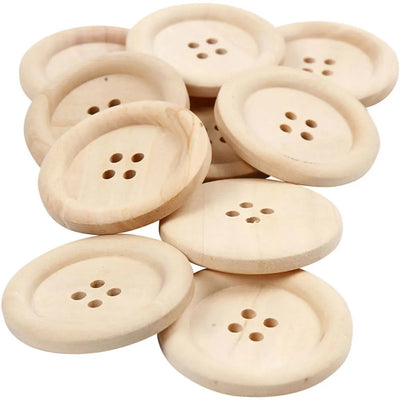 Bottoni in legno Creativ company, d 35 mm, misura buco 2 mm, 4 fori, 10 pezzi 1 scatola